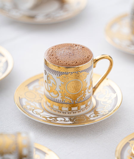 ACAR Adora, Alena & Vienna Porcelain Coffee Cup and Saucer Set for 6 (90 ml)