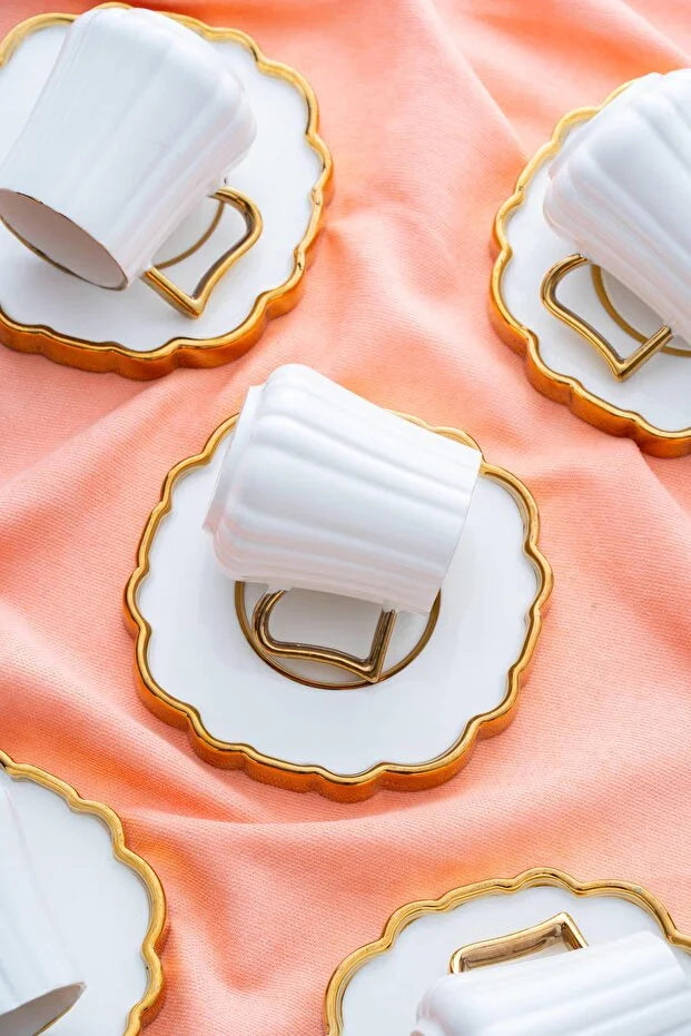 ACAR Petra 2-Person Porcelain Coffee Cup & Saucer Set (90 ml)