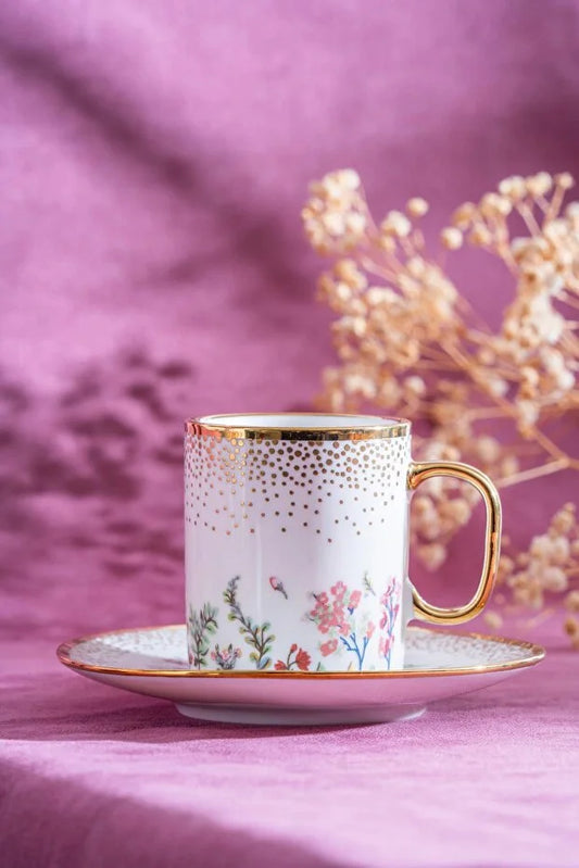 ACAR Ashley & Axel 6-Person Porcelain Coffee Cup and Saucer Sets (90 ml & 100 ml)