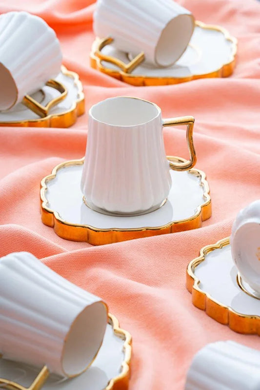 ACAR Petra 2-Person Porcelain Coffee Cup & Saucer Set (90 ml)