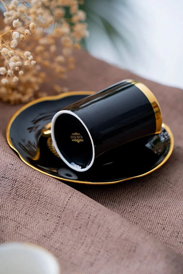 ACAR Infinity 6-Person Porcelain Coffee Cup & Saucer Set (90 ml) – White or Black