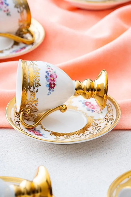 ACAR Julius 6-Person Porcelain Coffee Cup and Saucer Set (90 m