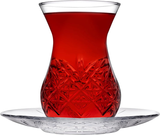 Pasabahce Timeless Tea Set with Saucer 12 Piece Set