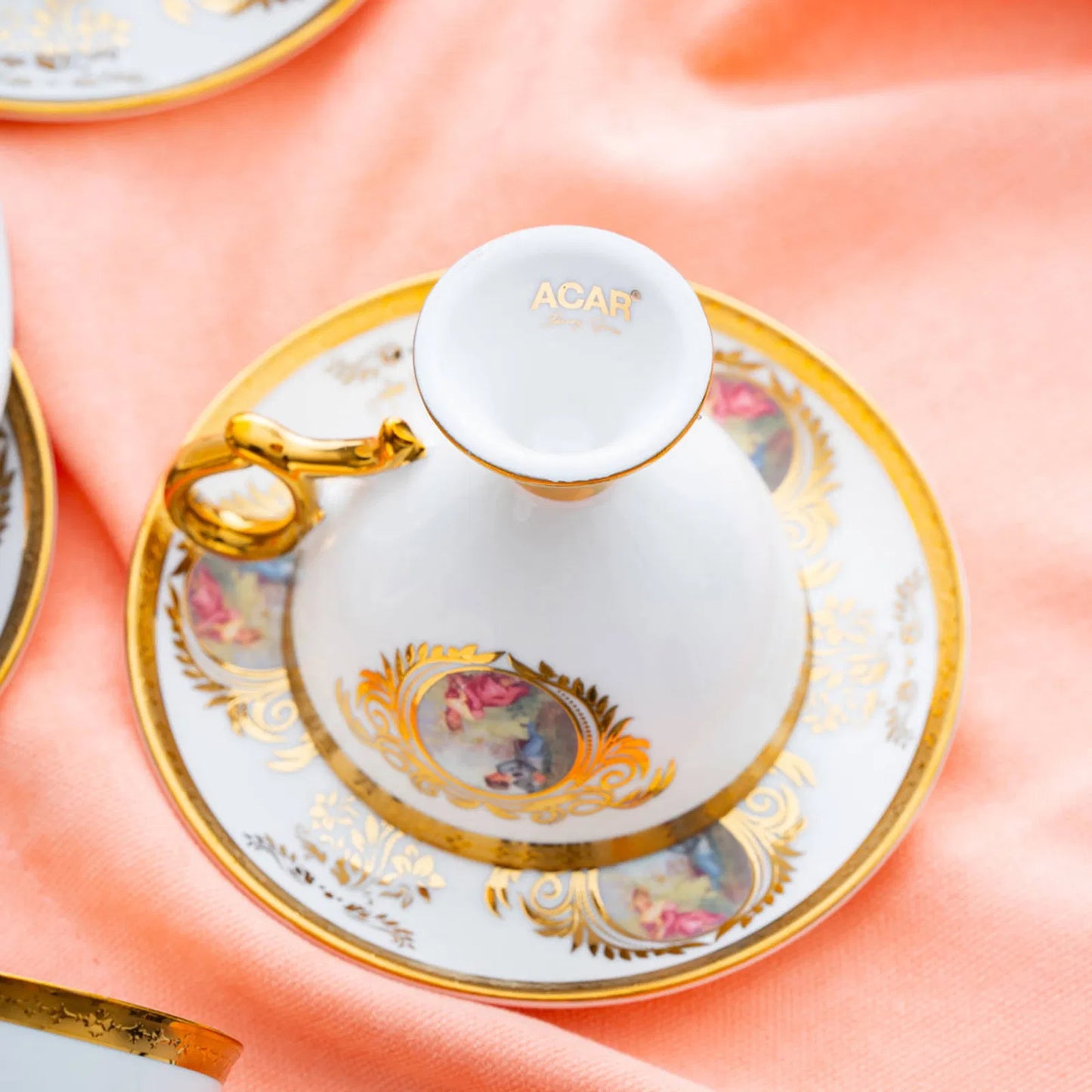 ACAR Rosanna 6-Person Porcelain Coffee Cup and Saucer Set (90 ml)