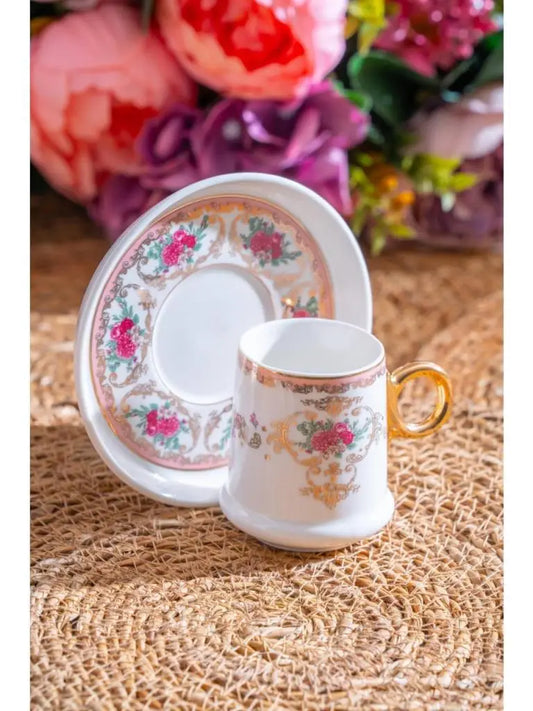 ACAR Lenora 6 Person Turkish Coffee Cup and Saucer Set