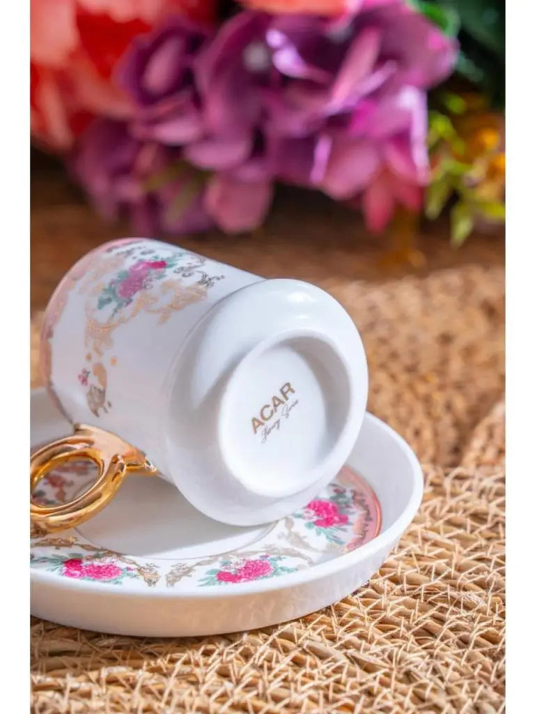 ACAR Lenora 6 Person Turkish Coffee Cup and Saucer Set