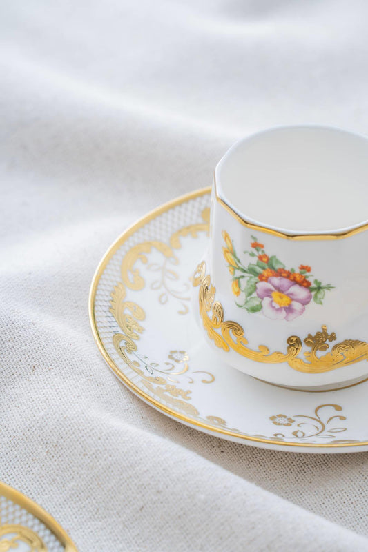 ACAR Corvina 6-Person Porcelain Coffee Cup and Saucer Set (90 ml)