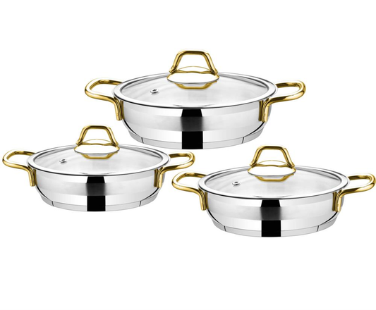 Ozlife ADA 3-Piece Omelette Pan Set – Plain Gold