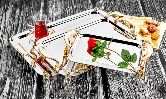 Ozlife Ecrin Footed Trays - Gold