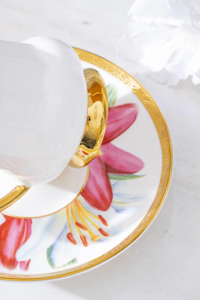 ACAR Kalmia 6-Person Porcelain Coffee Cup and Saucer Set (90 ml)