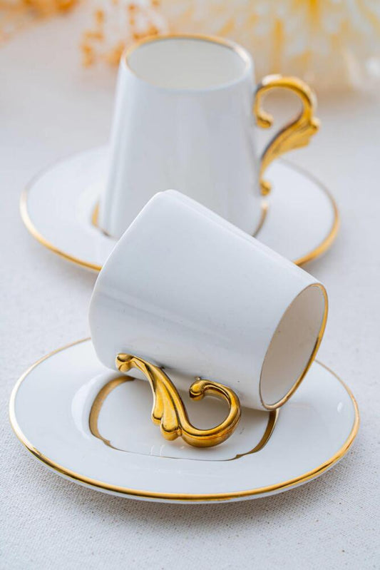 ACAR Luno Duo 2-Person Porcelain Coffee Cup & Saucer Set (90 ml)