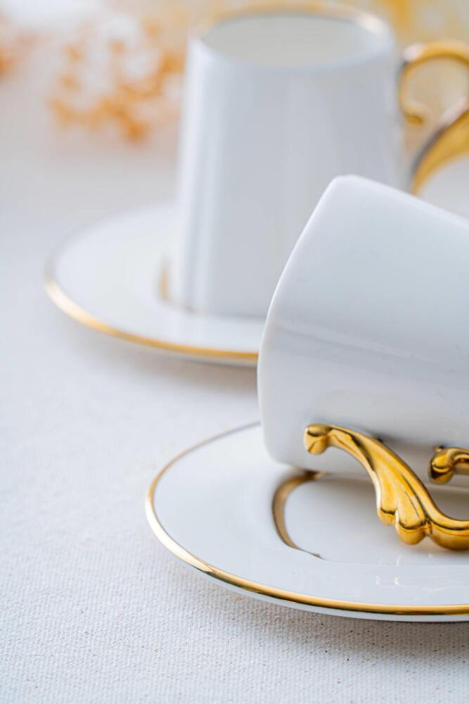 ACAR Luno Duo 2-Person Porcelain Coffee Cup & Saucer Set (90 ml)