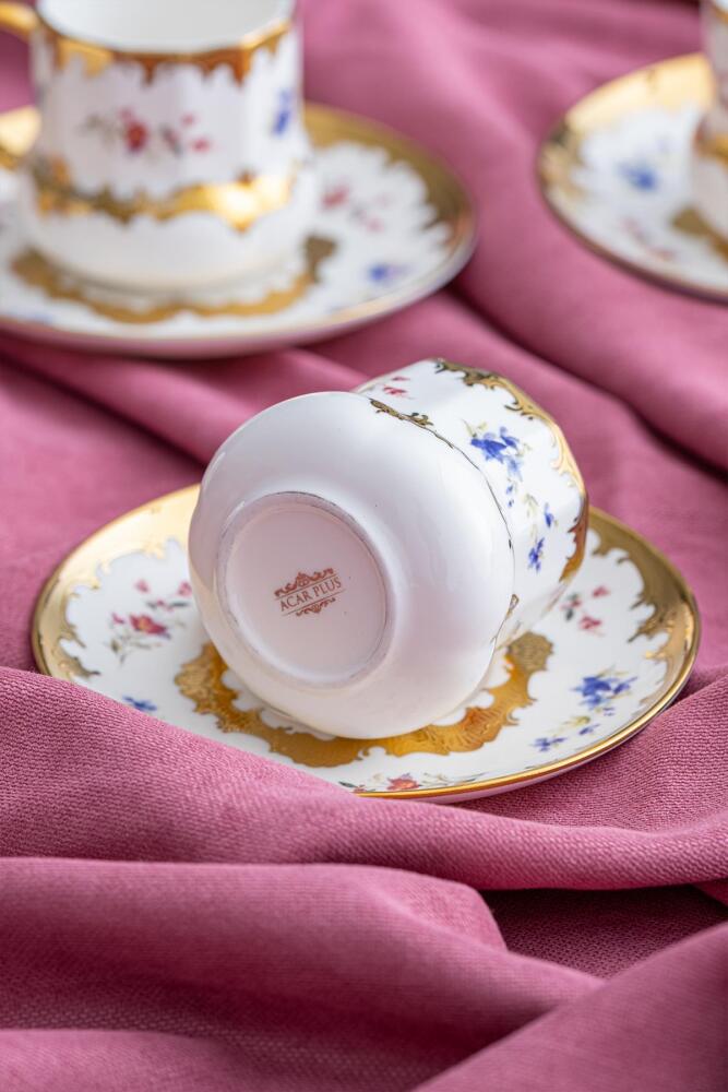 ACAR Pandora 6-Person Porcelain Coffee Cup & Saucer Set (90 ml)