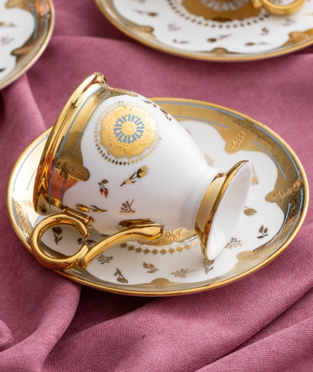 ACAR Zaira 6-Person Multicolor Porcelain Coffee Cup and Saucer Set (90 ml)