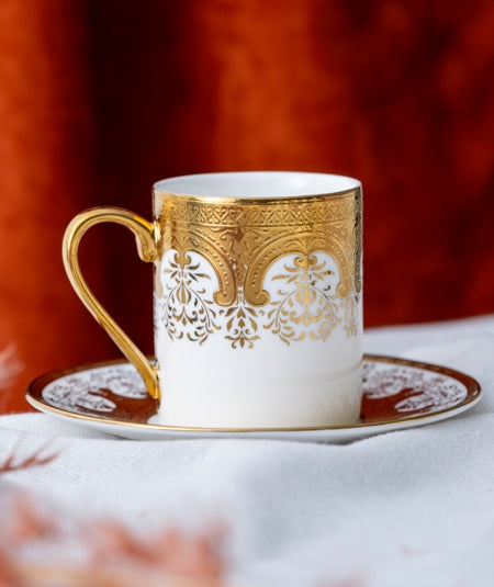 ACAR Adora, Alena & Vienna Porcelain Coffee Cup and Saucer Set for 6 (90 ml)