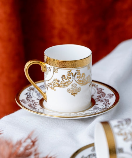ACAR Adora, Alena & Vienna Porcelain Coffee Cup and Saucer Set for 6 (90 ml)