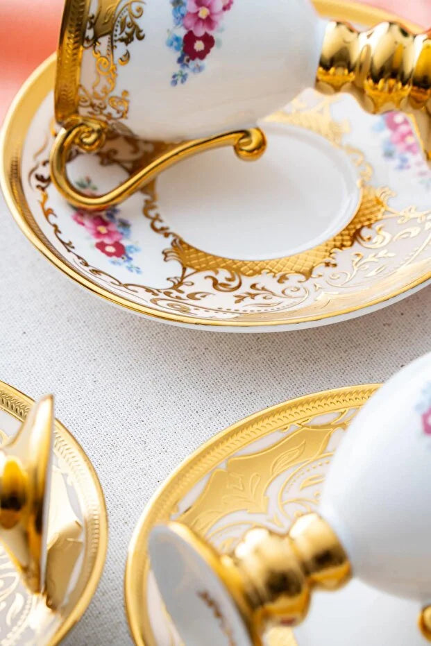 ACAR Julius 6-Person Porcelain Coffee Cup and Saucer Set (90 m