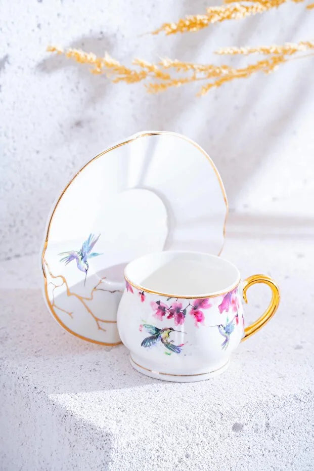 ACAR Pietro 6-Person Porcelain Coffee Cup & Saucer Set (90 ml)