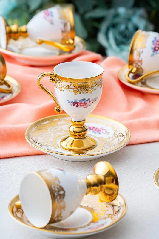 ACAR Julius 6-Person Porcelain Coffee Cup and Saucer Set (90 m