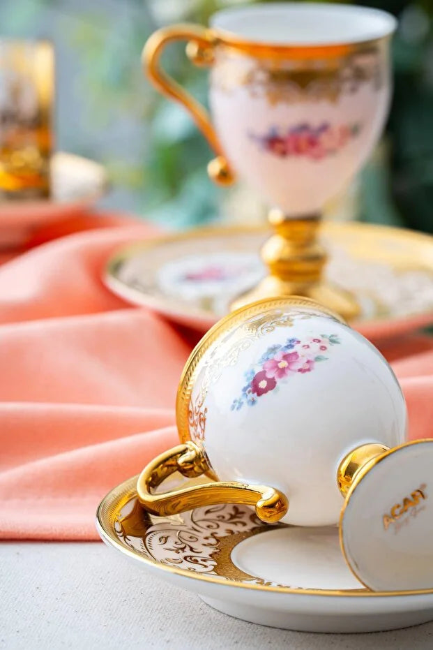 ACAR Julius 6-Person Porcelain Coffee Cup and Saucer Set (90 m