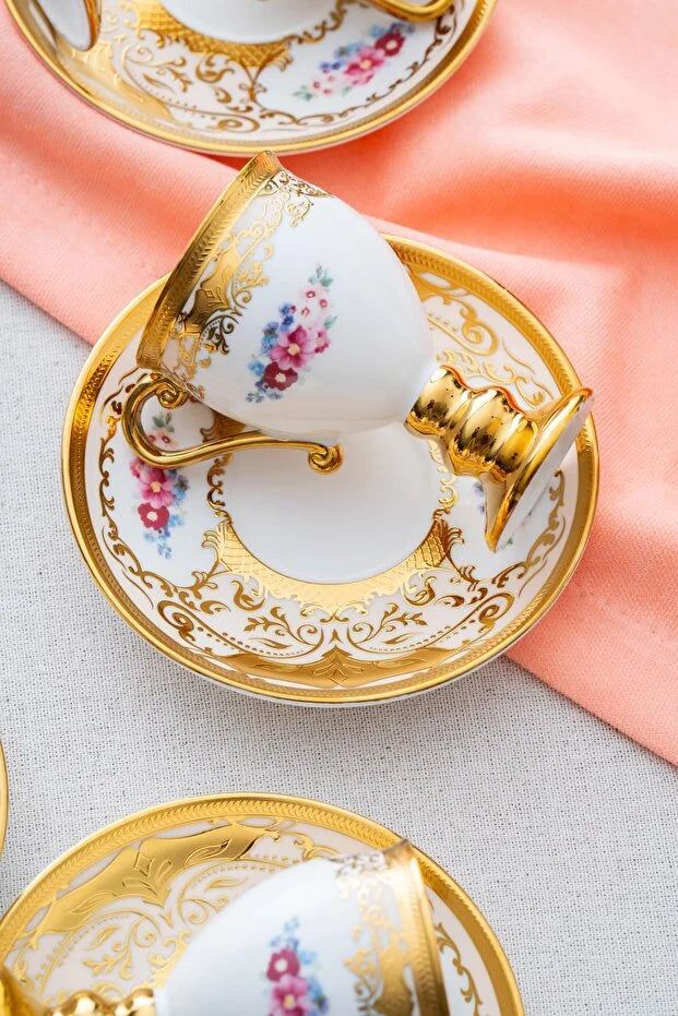 ACAR Julius 6-Person Porcelain Coffee Cup and Saucer Set (90 m