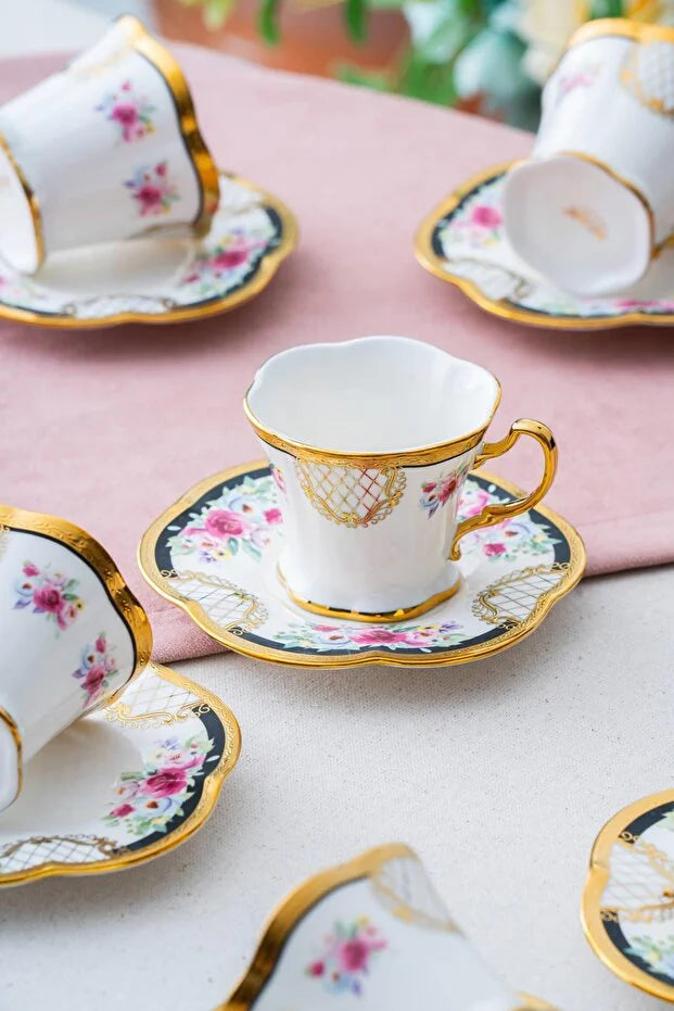 ACAR Tenebris 6 Person Coffee Cup and Saucer Set