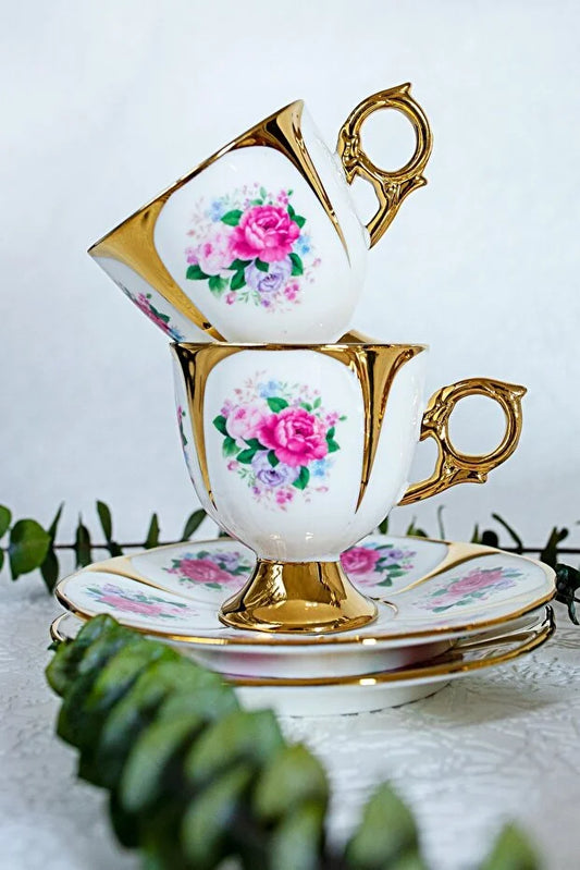 KOSOVA Stella 6-Person Porcelain Coffee Cup & Saucer Set (90 ml)