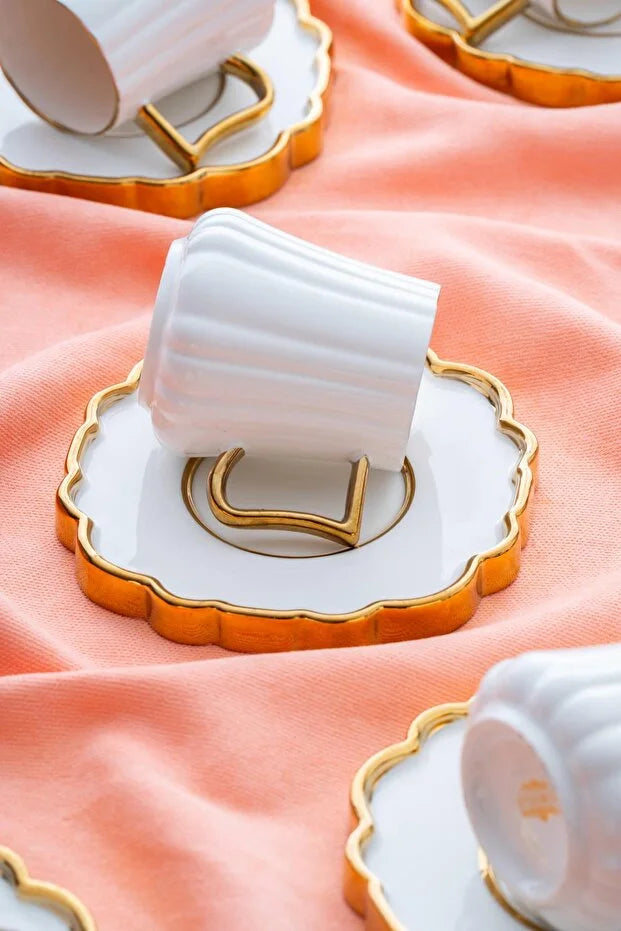 ACAR Petra 2-Person Porcelain Coffee Cup & Saucer Set (90 ml)