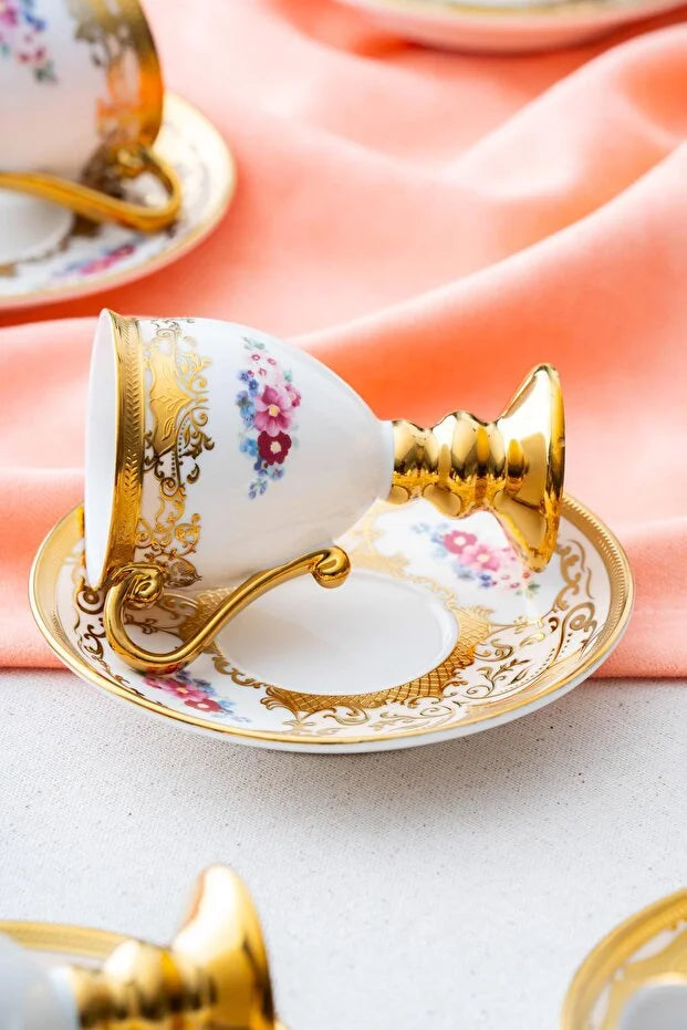 ACAR Julius 6-Person Porcelain Coffee Cup and Saucer Set (90 m