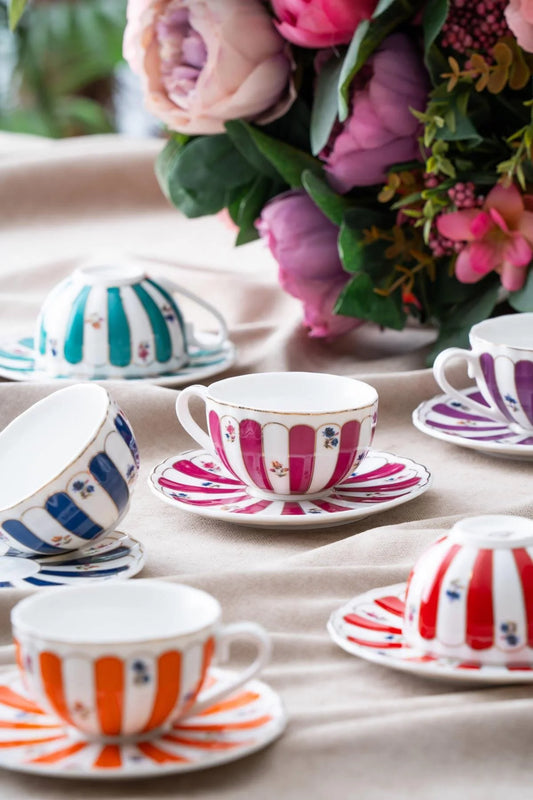 ACAR Marlowe 6 Person Tea Cup and Saucer Set