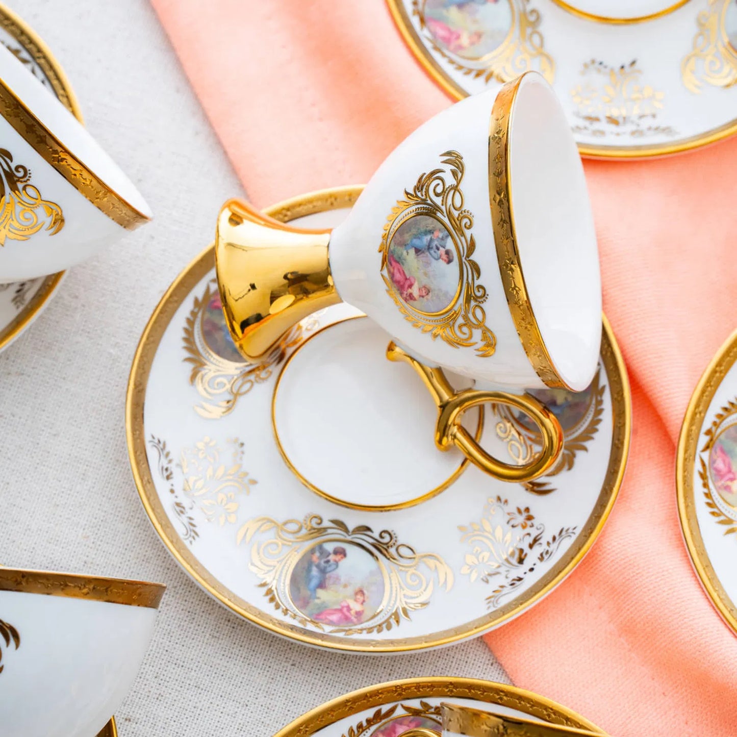 ACAR Rosanna 6-Person Porcelain Coffee Cup and Saucer Set (90 ml)