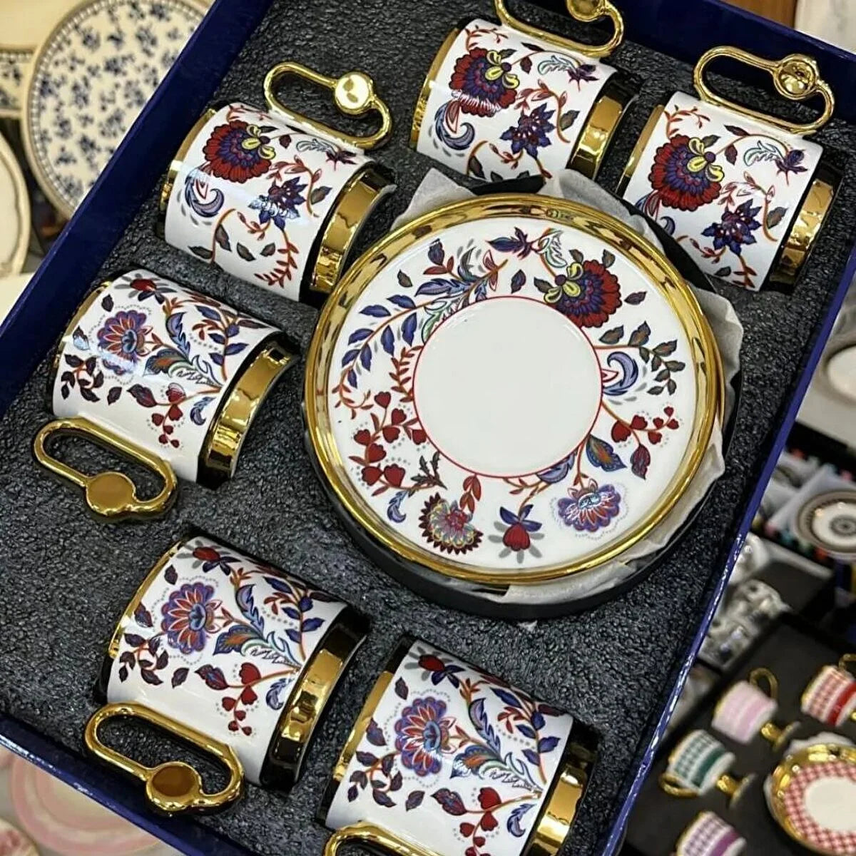 KOSOVA Sophia 6-Person Porcelain Coffee Cup & Saucer Set (90 ml)