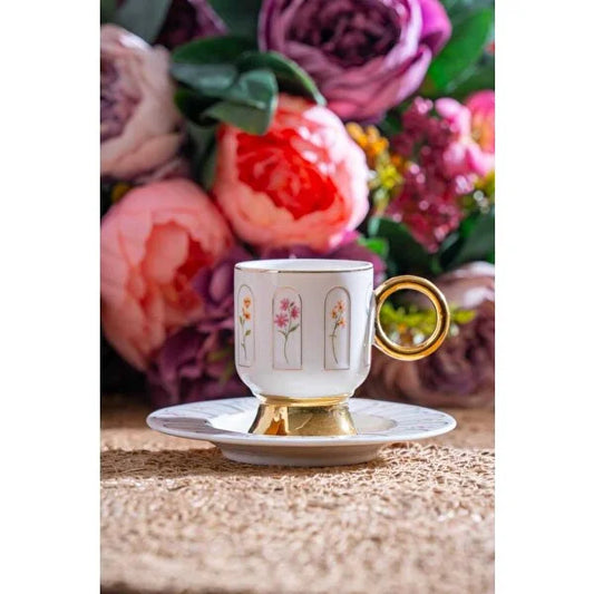 ACAR Aren 6-Person Porcelain Coffee Cup and Saucer Set (90 ml)