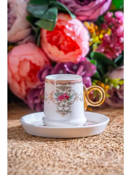 ACAR Lenora 6 Person Turkish Coffee Cup and Saucer Set