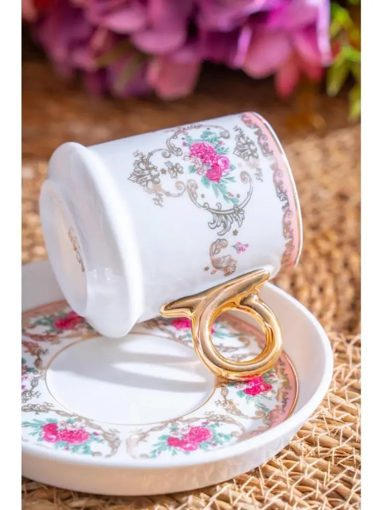 ACAR Lenora 6 Person Turkish Coffee Cup and Saucer Set