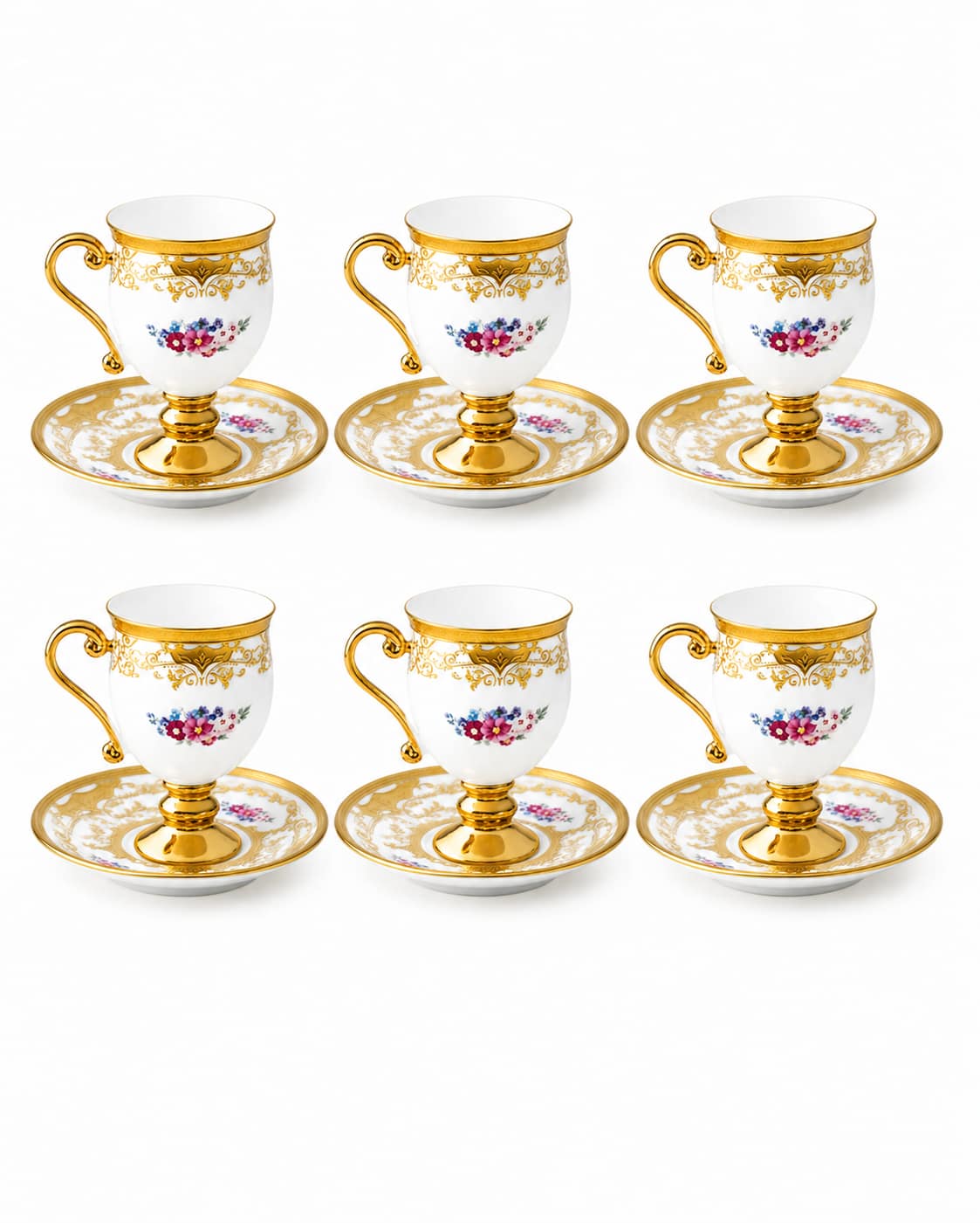 ACAR Julius 6-Person Porcelain Coffee Cup and Saucer Set (90 m