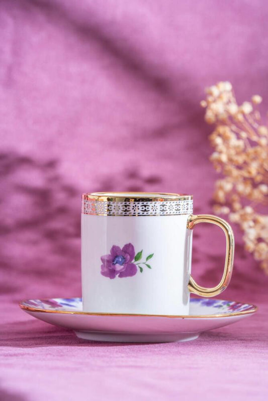 ACAR Ashley & Axel 6-Person Porcelain Coffee Cup and Saucer Sets (90 ml & 100 ml)