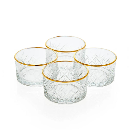 Pasabahce Timeless Golden Bowl 225 cc 4 Piece Set