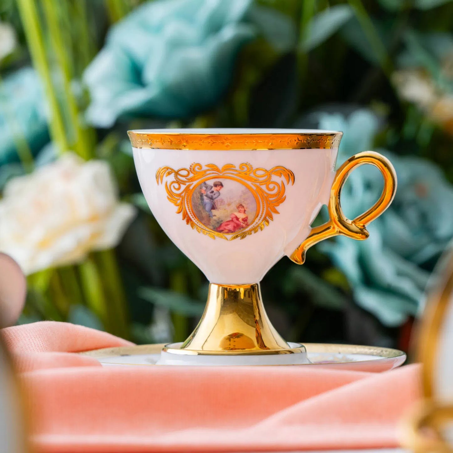 ACAR Rosanna 6-Person Porcelain Coffee Cup and Saucer Set (90 ml)