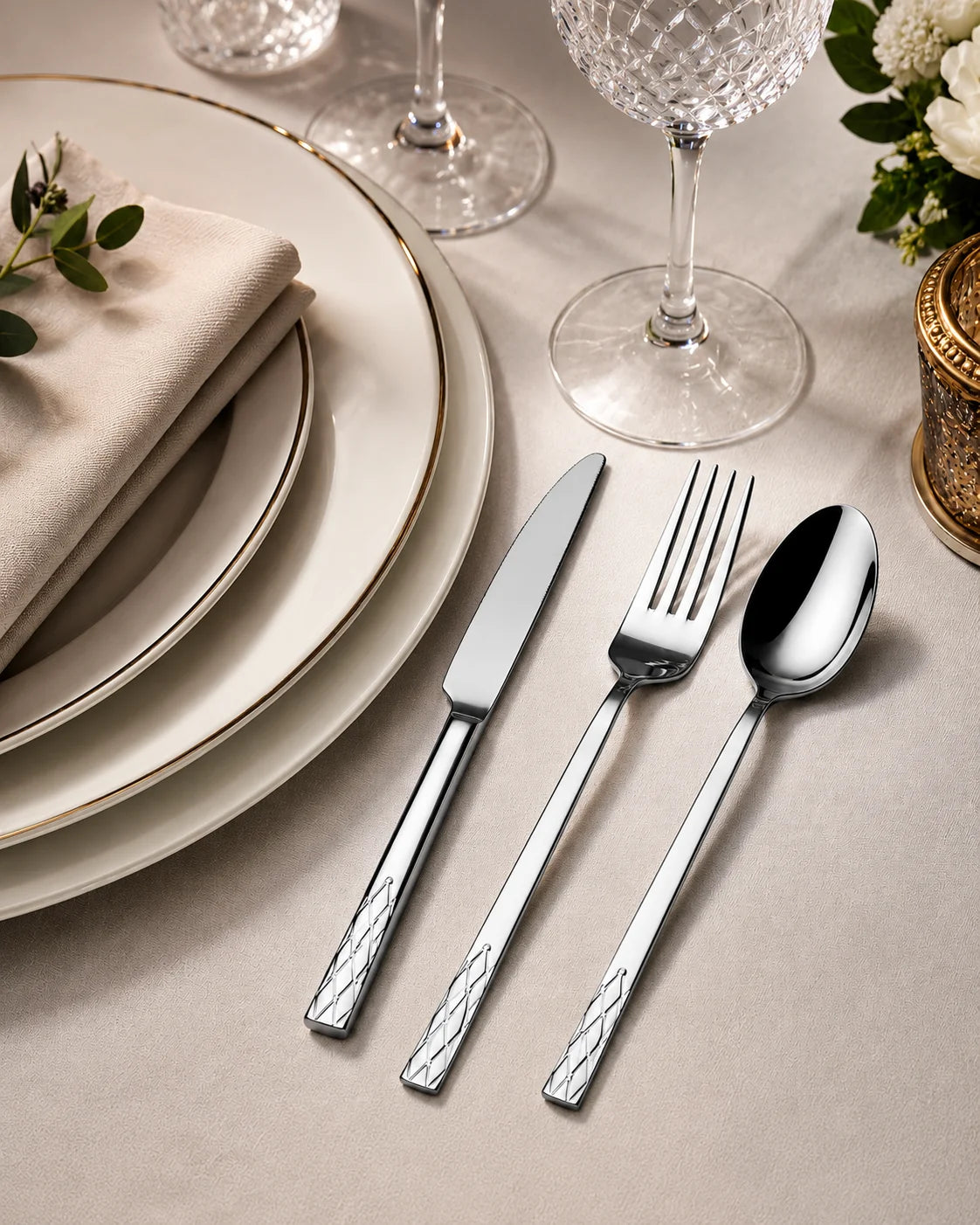 OZLIFE Enza 36-Piece Cutlery Set – Stainless Steel Flatware Set 6