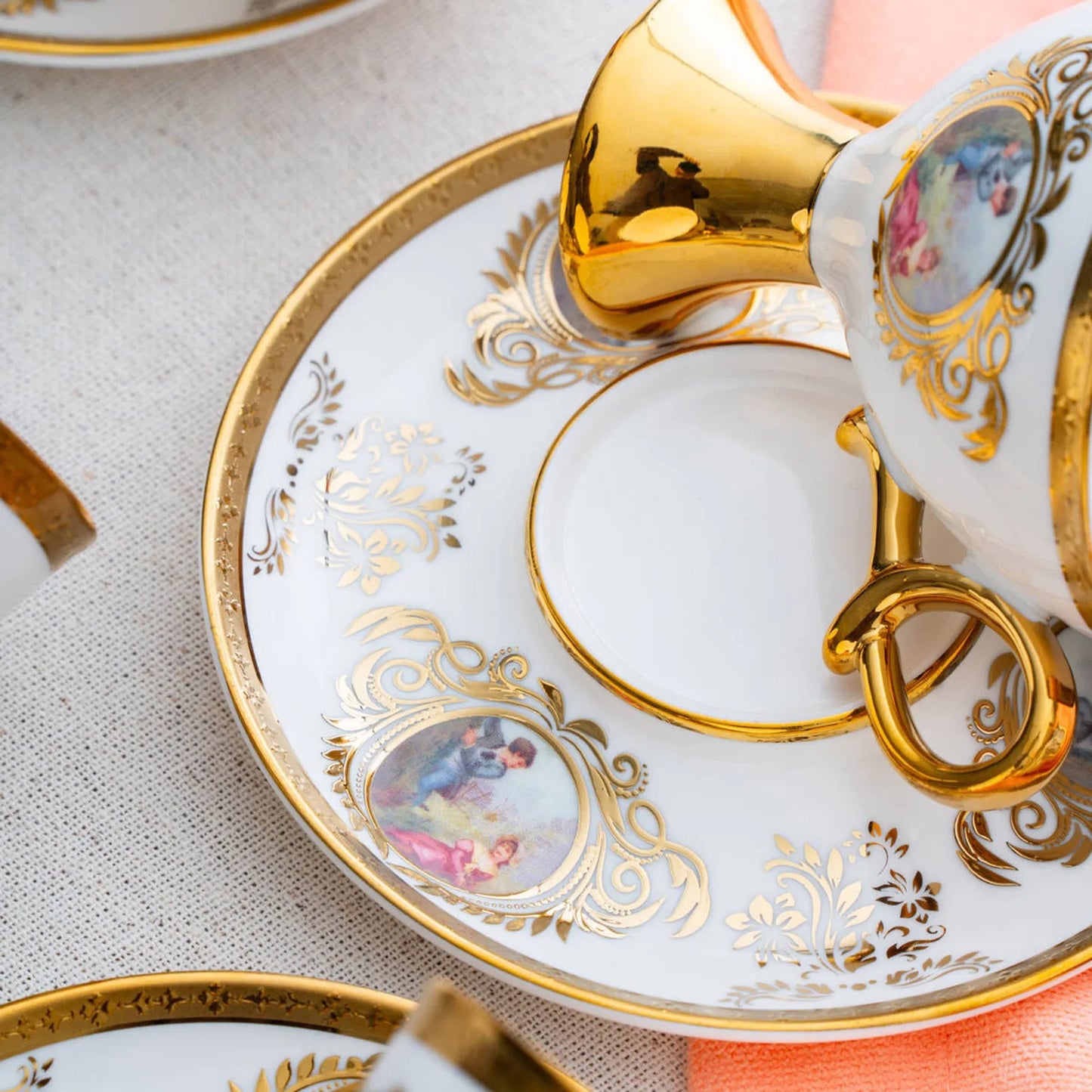 ACAR Rosanna 6-Person Porcelain Coffee Cup and Saucer Set (90 ml)