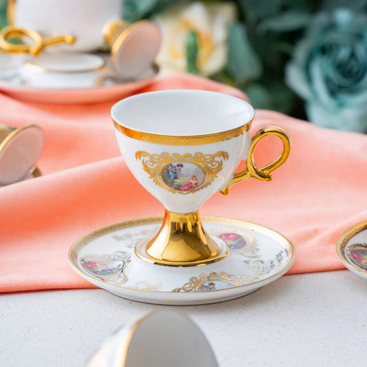 ACAR Rosanna 6-Person Porcelain Coffee Cup and Saucer Set (90 ml)