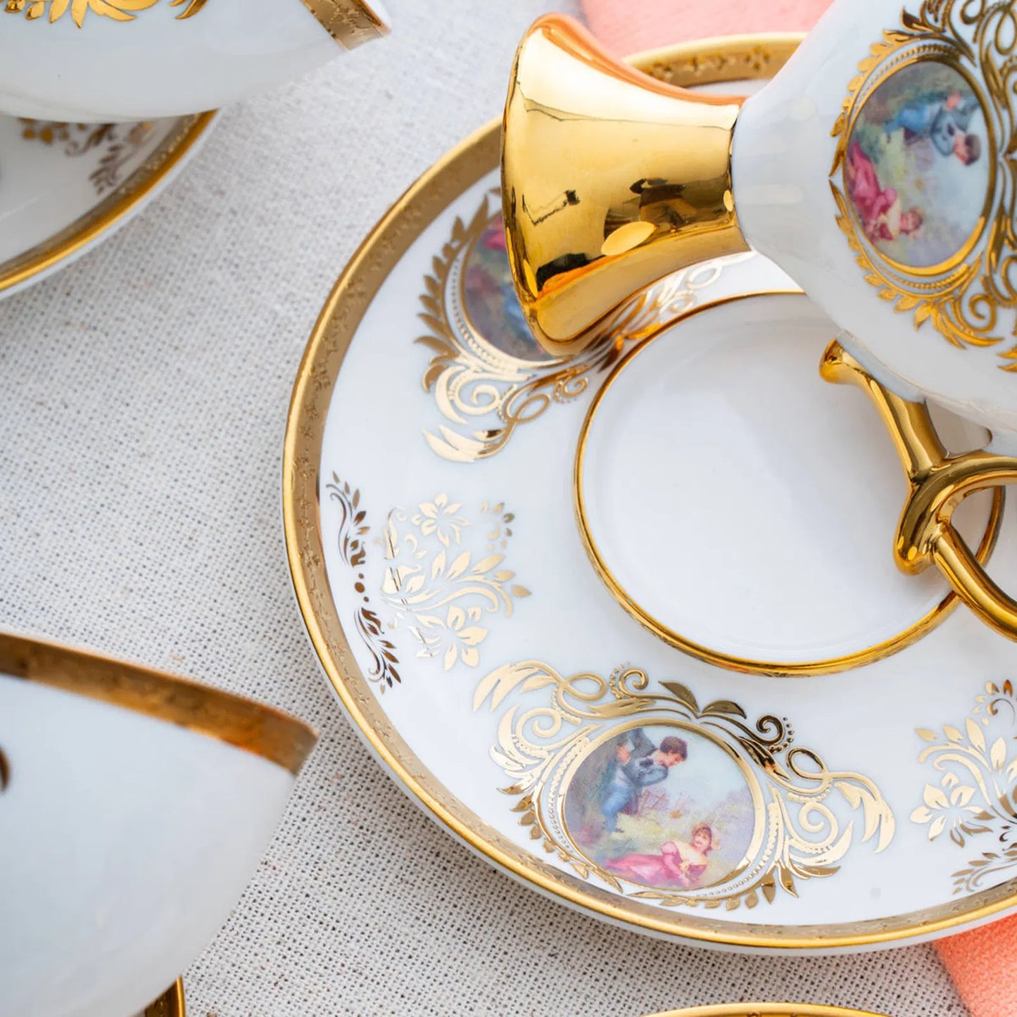 ACAR Rosanna 6-Person Porcelain Coffee Cup and Saucer Set (90 ml)