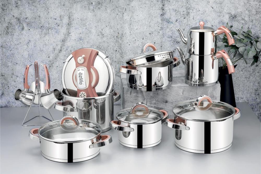 Ozlife DOLCE 18-Piece Bridal Cookware Set – Plain Rose Design