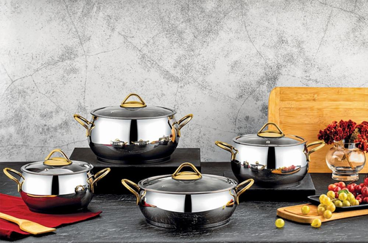 Ozlife ANKA 8-Piece Cookware Set (Rounded Design) – Plain Gold