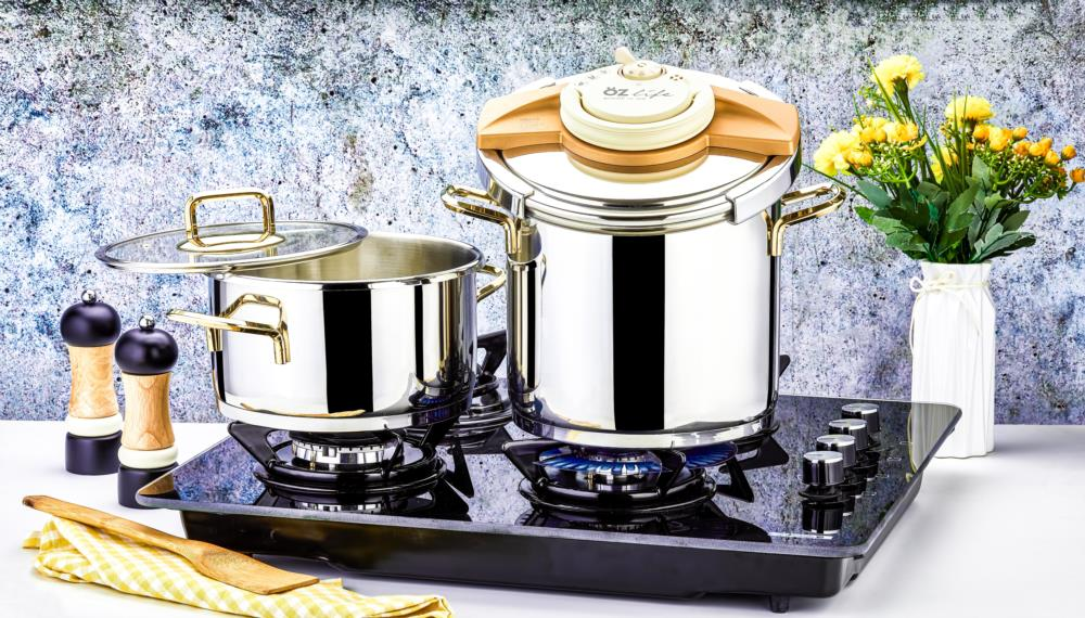 Ozlife DOLCE 4-Piece Pressure Cooker Set – Plain Gold