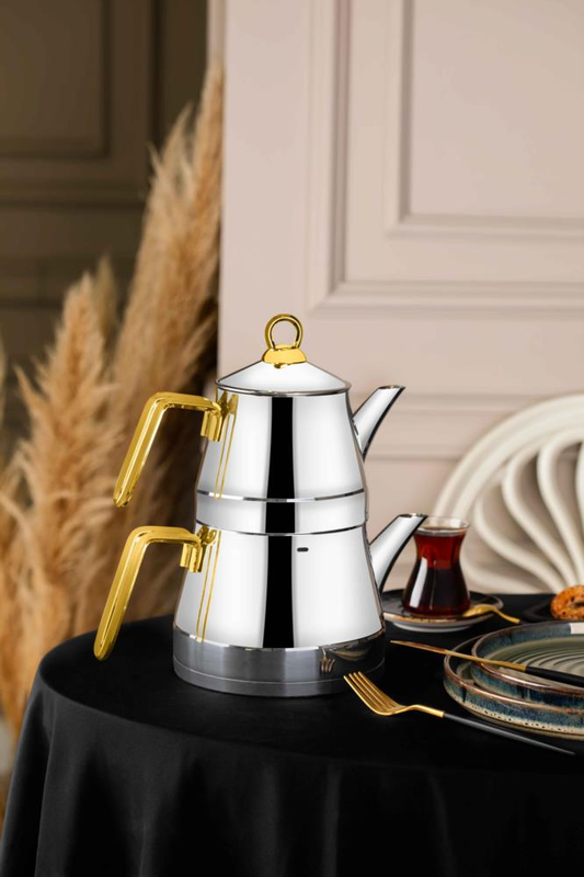 Ozlife MERCAN Family Size Teapot Set – Plain Gold