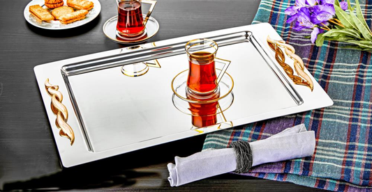 Ozlife Cigdem Tray - Plain Gold