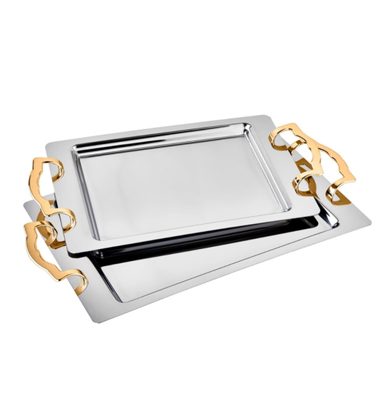 Ozlife LISA 2-Piece Tray Set – Plain Gold
