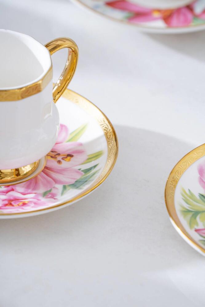 ACAR Kalmia 6-Person Porcelain Coffee Cup and Saucer Set (90 ml)